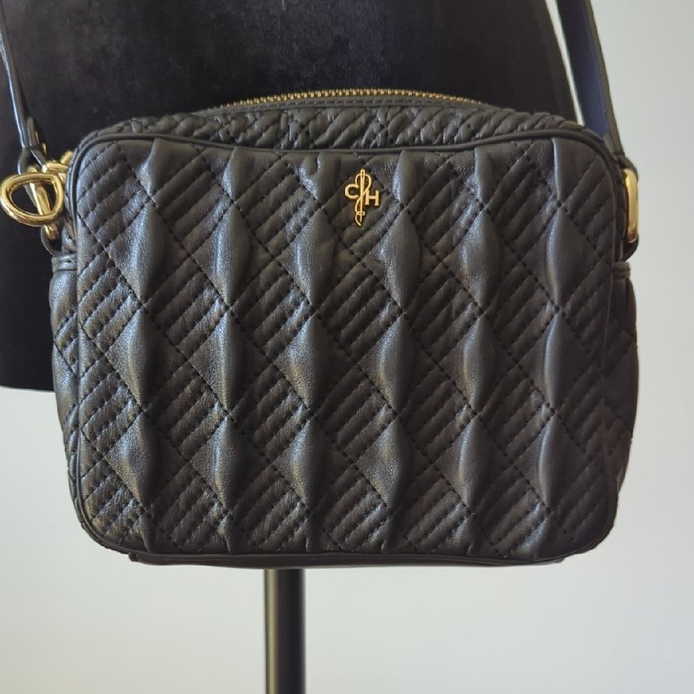 Quilted Black and Gold Crossbody Bag